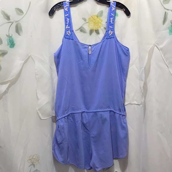 LAZUL BABY BLUE ROMBER DRAWSTRING WAIST V- NECK SZ 1 - Picture 2 of 10
